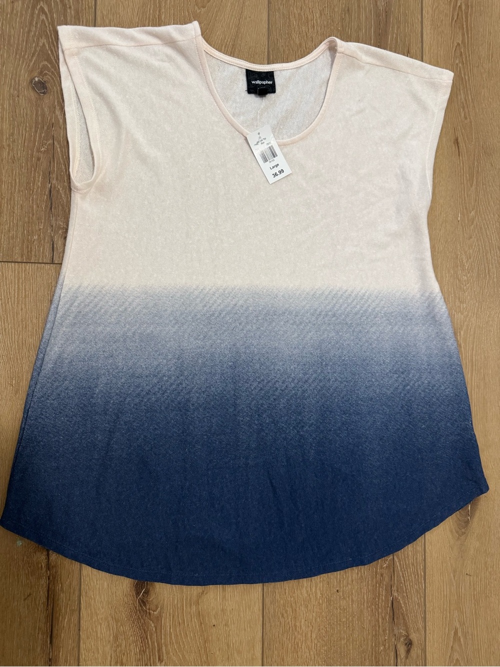 Wallpapher Ombre Scoop Neck Tank - Blush to Navy